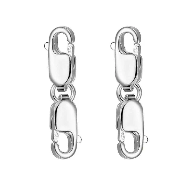 2 PCS Double Lobster Clasps 10mm, Sterling Silver Clasps Double Claw Clasps Bracelet Necklace Extension