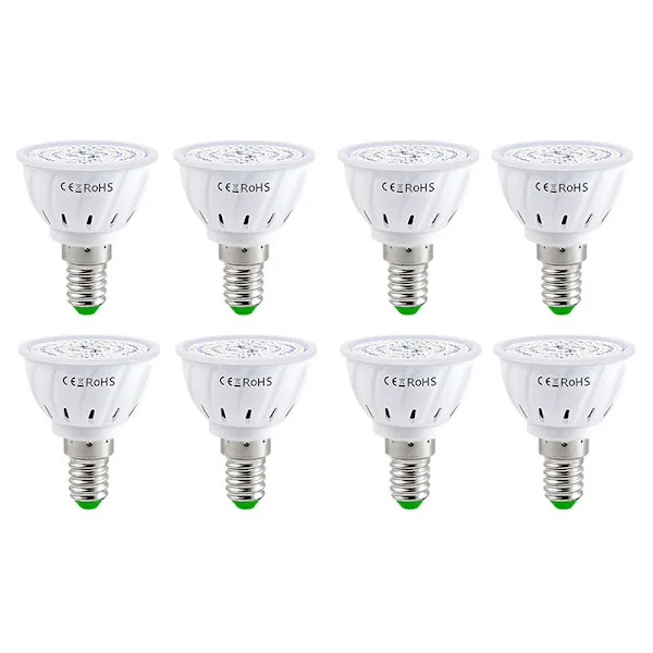 Täyden spektrin E14 LED-kasvivalaisin, 60-LED-kasvilamppu sisätilojen hydroponisiin puutarhoihin, 8 kpl -FY-