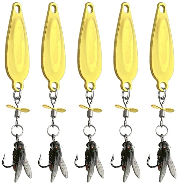 5 st Bionics Sequin Spinner Bait Kit – Hårda metallfiskedrag för öring & abborre, konstgjorda spinnare för fiske