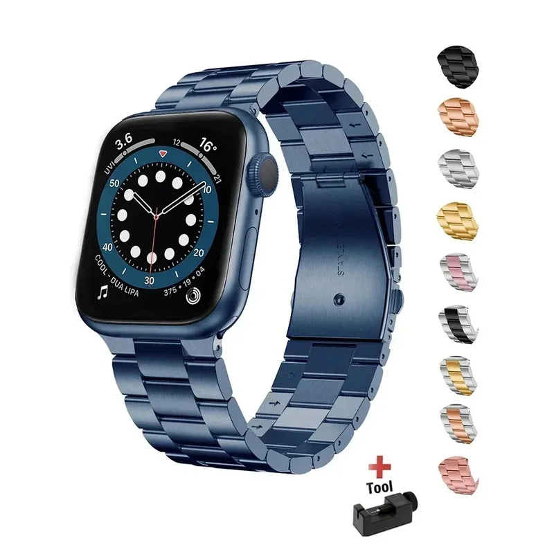 AliExpress - Edelstahl-Armband für Apple Watch 44mm 45mm 38-42-40mm-41mm Metall-Gliederarmband iWatch Serie 8 7 6 5 4 3 SE Ultra 49mm