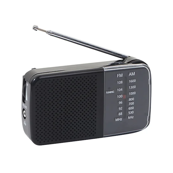 Bärbar AM FM Kortvågsradio Liten Retro Vintage Radio Batteridriven Bärbar Handhållen Radio för Hem Antenn Stil Svart