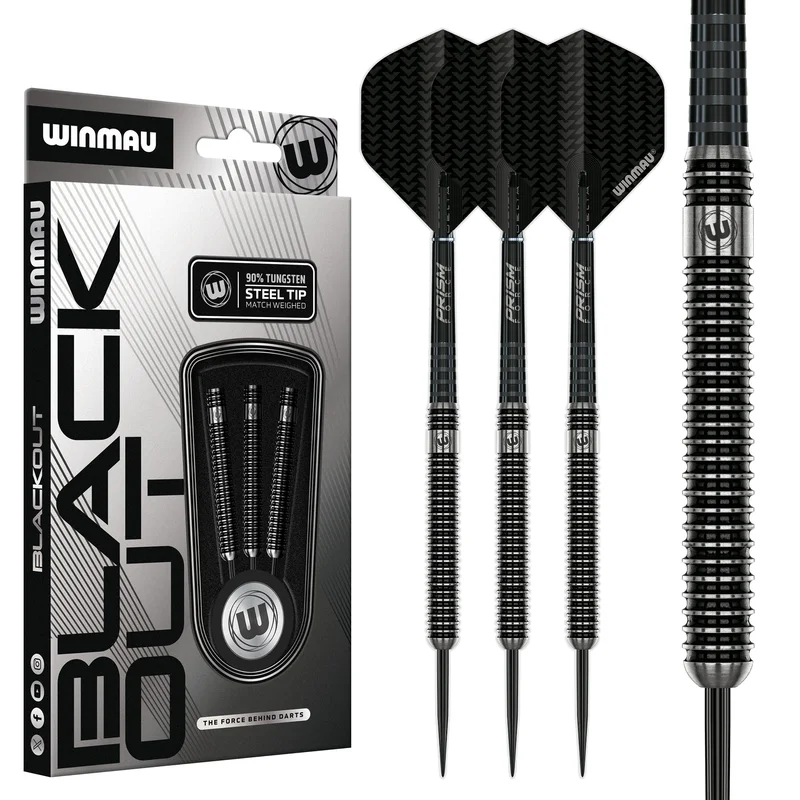 Winmau Blackout 1 23g Steel Tip Darts - 90% Tungsten Professional Set