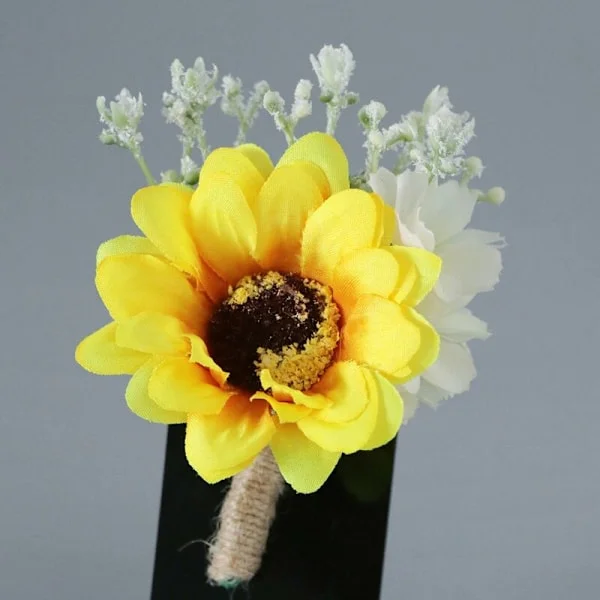 2 stk. solsikke-falsk corsage, corsage med nål, DIY bryllupsbrudebuket?? fest