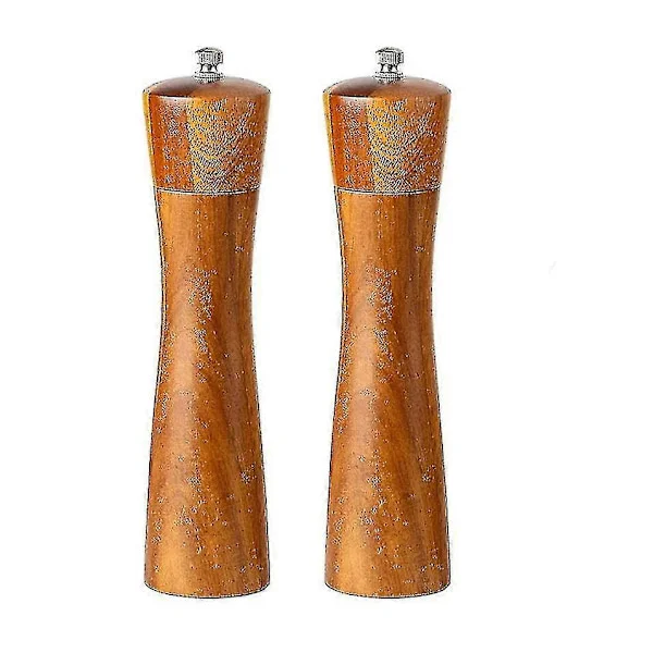 [RM] Wooden Pepper Mill, Wooden Spice Mill, 2 Pieces Salt and Pepper Mill, Manual