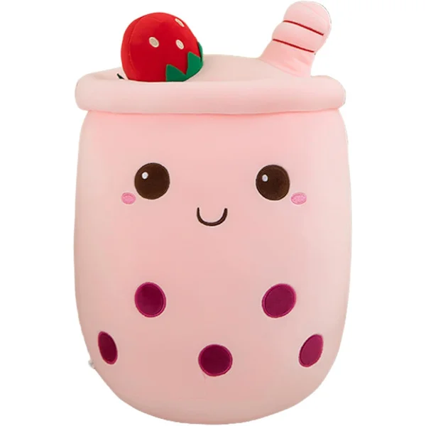 Bubble Tea Plys Puder, Søde Boba Plysdyr Bløde Legetøj Kæmpe Boba Udstoppede Dyr pude til Boba Elskere (Pink, 24cm)