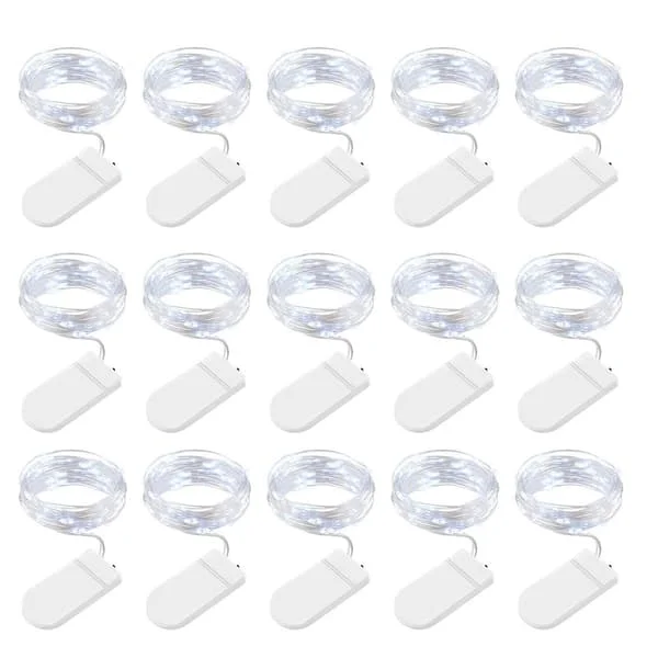LED-slingor 15-pack, 2M 20 LED-lampor batteridrivna, lampor för trädgård mors dag bröllopsfest jul halloween (kall vit)