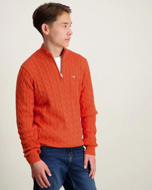 GANT COTTON CABLE HALF ZIP Orange Tröjor Kille - Kids Brand Store