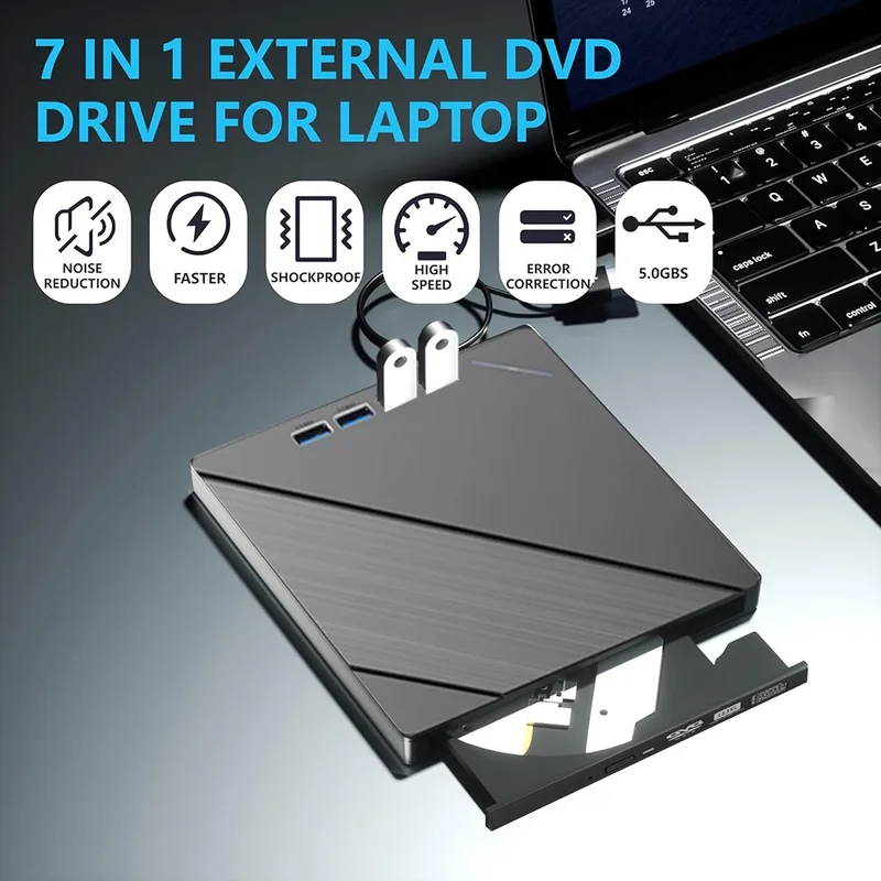 AliExpress - 7-in-1 Typ-C & USB3.0 CD-DVD-Recorder, -Player, -Writer, externes DVD-Laufwerk, optisches Laufwerk, tragbarer CD/DVD-Leser für Desktop-PC