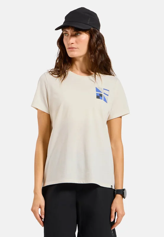 Odlo Cotton Blend Odlo Flags T-Shirt für Damen, L, grau