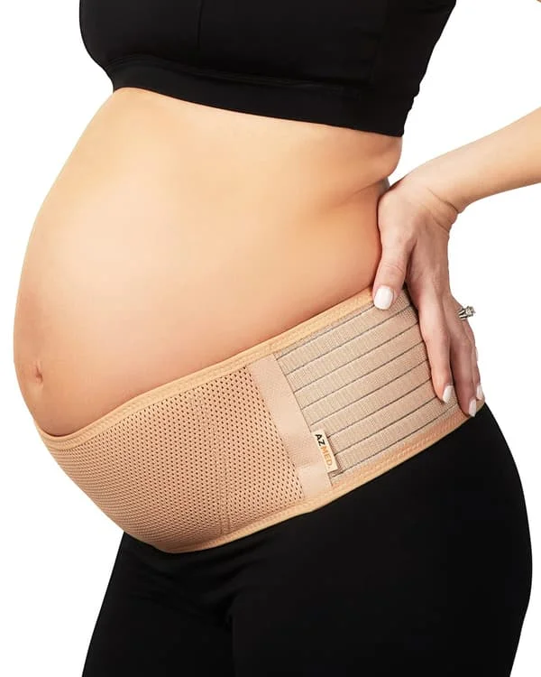 Gravid kvinde talje mavebælte justerbart støttebælte (beige) 1 stk.