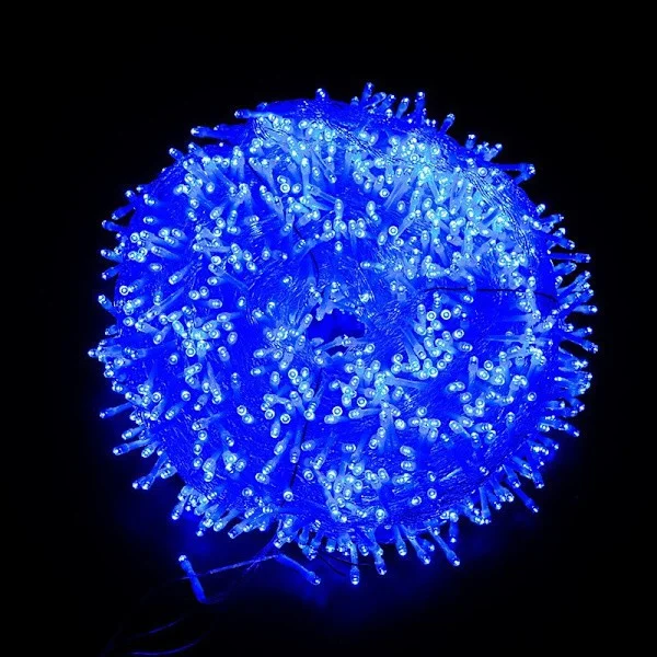 Julbelysning, LED-ljusslinga, 10 meter lång med 100 LED-stjärnformade lampor, 8 lägen (blått ljus)