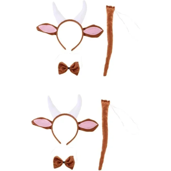 2 Set Goat Horn Headband Animal Costumes Accessories Animal Headband Animal Costume Goat Horn and Ears Dog Ears Headband Plush Goat Headwear Animal 