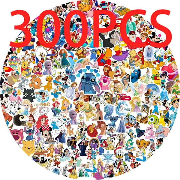50/100/200/300 st Disney Mix Tecknade Söta Stitch Micky Prinsessa Klistermärken Vinyl Laptop Bagage Skateboard Vattentäta Klistermärken Leksaker-FQ-