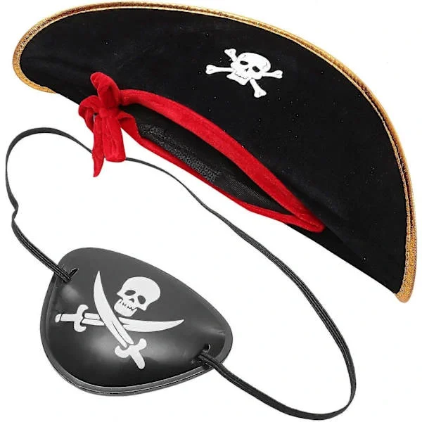 Kids Pirate Eye Patch, Pirate Hat and Patch Set, Performance Costume Accessories, 2 Pcs【PL】