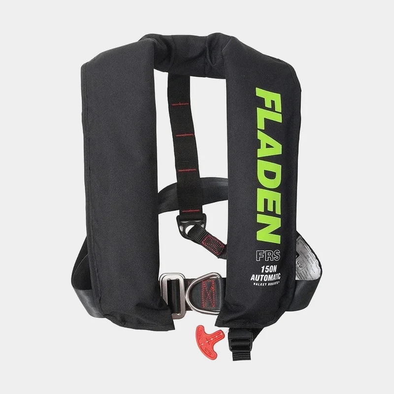 Uppblåsbar flytväst Fladen Fishing FRS 150N Limegreen, automatisk, svart/grön + kolsyrepatron 33 gram, One-Size (40+ kg)