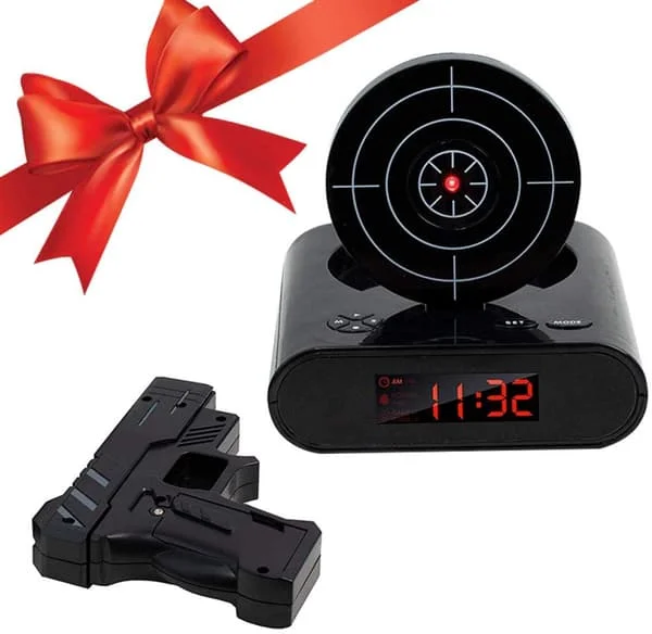 Måltavla Väckarklocka, Kreativ Pistolskytte Alarm Personlig 12-timmars Digital Display för Svårväckta, Rolig Presentidé