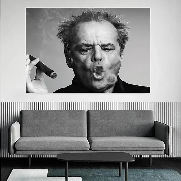 Canvas-taulu Poster Jack Nicholson Sikaari Valokuva Mustavalkoinen Seinätaide Kehystämätön (40*60cm) Betterlifefg