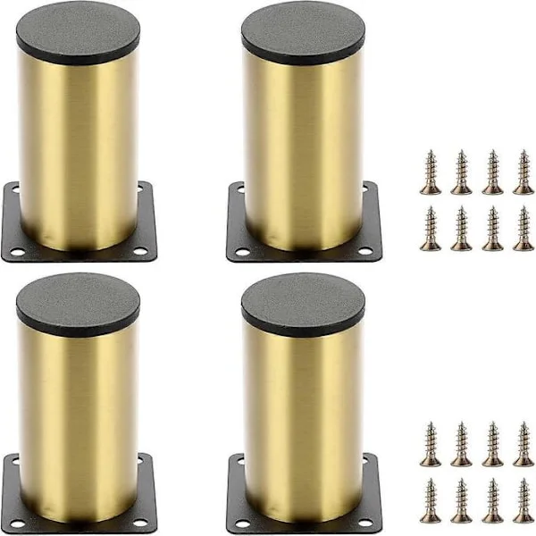 Møbelben 4 stk. 10 cm Møbelben i rustfrit stål til stole Bord Skab Skrivebord Sofa Møbelben med skruer Nem montering Rund Guld