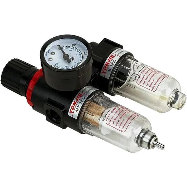 Trykkredusering med trykkmåler vedlikeholdsenhet 1/4 trykkluft vannutskiller kompressor trykkregulator, pneumatisk filter