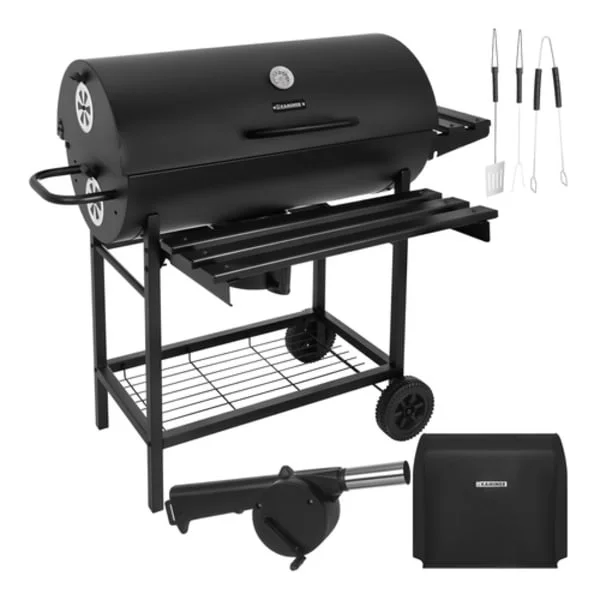 Stor kolgrill med lock & hyllor – Kaminer trädgårdsgrill