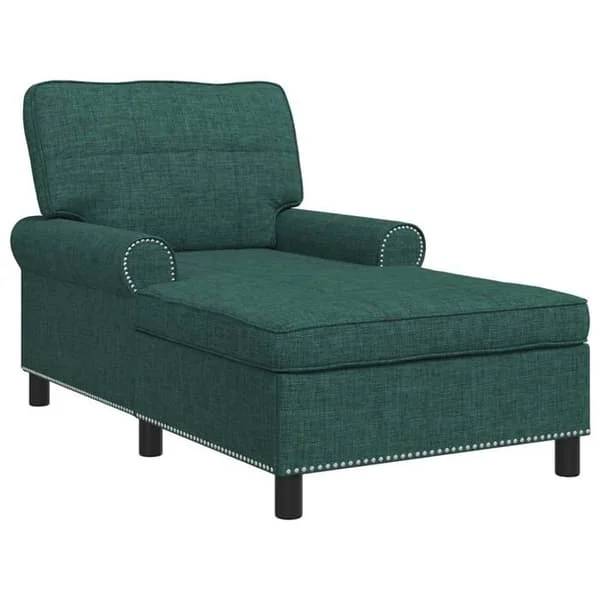 Modern chaise longue - vidaXL - Mörkgrön - 91x157x91 cm - Andningsbart tyg - Mjuka armstöd - Avtagbar kudde