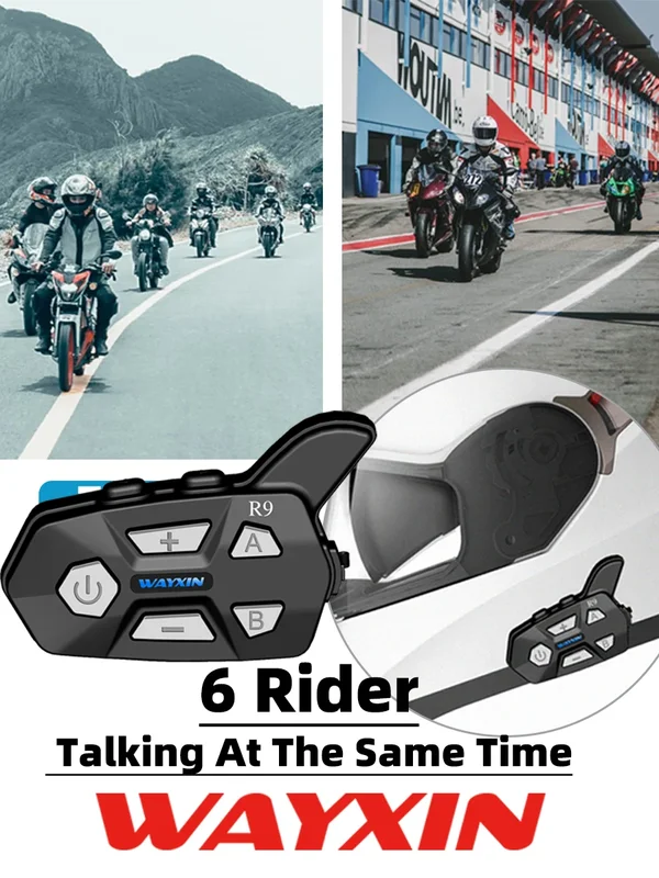 AliExpress - Wayxin R9 Helm Headsets Motorrad Intercom 6 Fahrer Kommunikation Inter phone Inter com unica dor Moto wasserdicht FM Radio BT 5,0