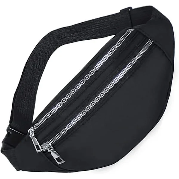 Black Sport Oxford Cloth Waist Bag Waterproof Waist Pack Adjustable Workout Fanny Pack for Outdoor Sports Training Hiking