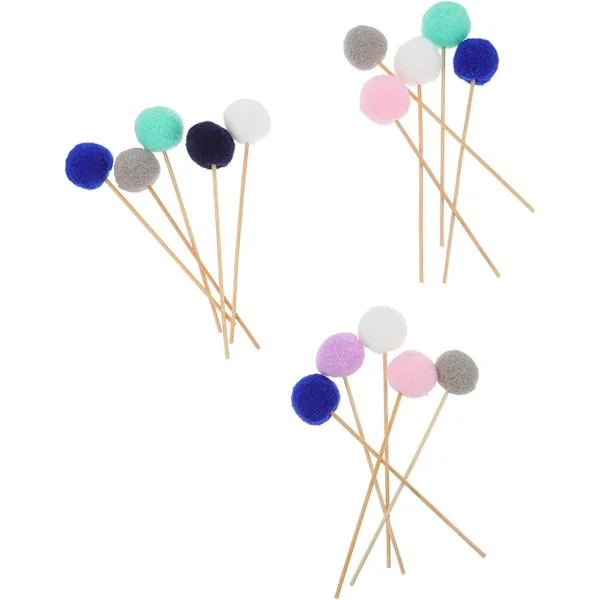 Diffuserpinner 15 stk med pelsdusk Rattan Aromaterapi Pinner Flyktige Kuler for Kontor og Soverom Duftolje Tilbehør Tilfeldig Farge -