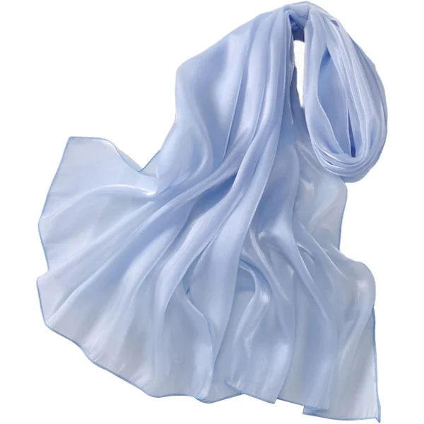 Women's Silk Scarf - 200*70 cm - Soft and Skin-Friendly - Shiny Silk Scarf - Blue