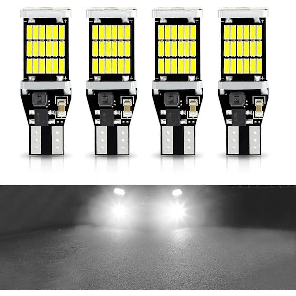Pakke med 4 LED-ryggelys for bil, T15 4014 45SMD Super Bright LED-pærer, feilfrie LED-baklys blinklys, for bil lastebil ryggelys (W