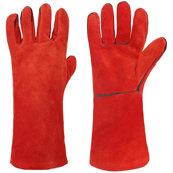 ING Röda värmebeständiga grillhandskar för eldstad | Unisex | Ugnshandskar | Flamskyddande | Svetshandskar