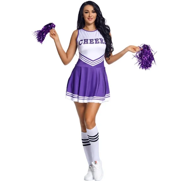 Cheerleader kostume til kvinder Halloween outfit lilla