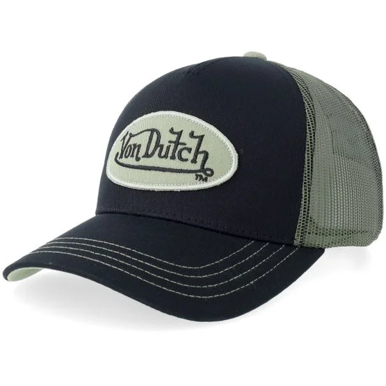 Von Dutch - Noir trucker Casquette - Oval Patch Black/Army Trucker @ Hatstore