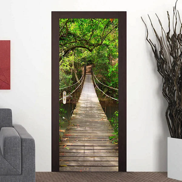 StyleB 77x200cm 3D Dørklistremerke Vinkjeller Fototapet Trompe l'