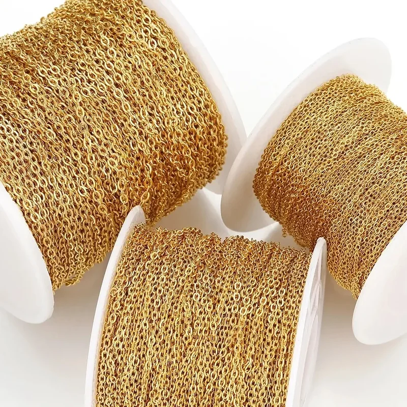 AliExpress - 2/10 Meter RVS Ketting 1 1,5 2mm Goud & Staal Kleur Schakels voor DIY Sieraden maken Ketting Armband Bulk Ketting Benodigdheden