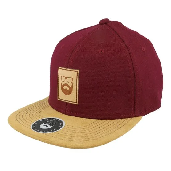 Bearded Man Herren Snapback Cap Logo Patch Maroon/Suede Snapback Rot One Size 55-60 cm Wildleder-Optik Verstellbar