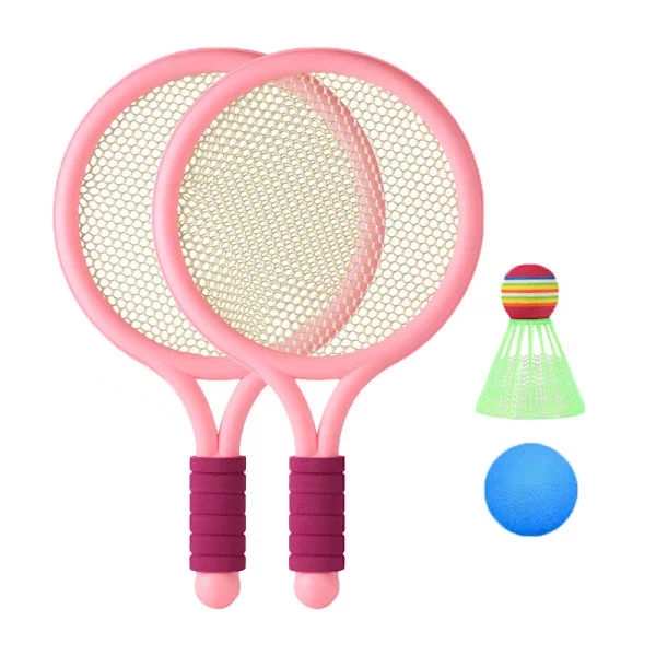 Barn Badminton Racket Sett Forbedre Koordinasjon Tennisracketer for Utendørs Hagespill Rosa