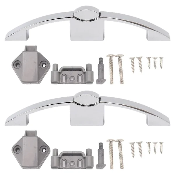 2 Set Tryckknapp Lås Skåplås Skåp Knopp Lås Med Handtag För Husbil Båt 128mm Hålavstånd (krom)(YMCAT)