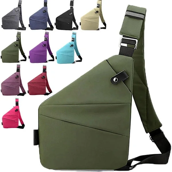 Tyverisikret taske til kvinder, Anti-tyveri taske, Tyverisikre tasker til kvinder, Rejse tyverisikret taske Grøn Grøn Green Right Shoulder