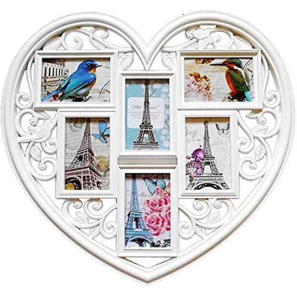 Youyijia Hjerteformet Bilderamme 6 Bilder 3d Stor Henge Hjerteformet Collage Hvit Multi Bilderammer For Vegg Bryllup Elsker Gave Hjem Decor