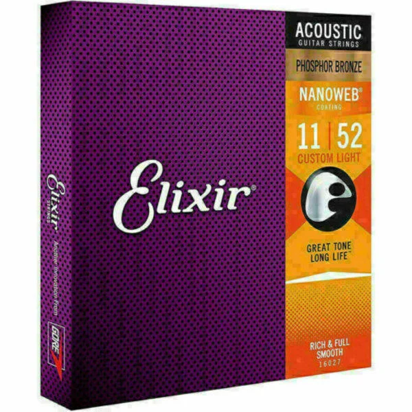 Elixir akustiske gitarstrenger Nanoweb fosforbronse lettvekt 16027