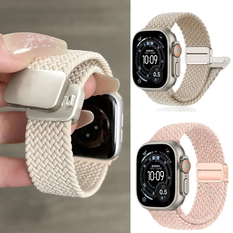 AliExpress - Geflochtenes Nylonarmband für Apple Watch Band Ultra 3 49 mm 44 mm 45 mm 42 mm 46 mm 40 mm 41 mm Armband iWatch Serie 11 10 9 8 7 6 SE 