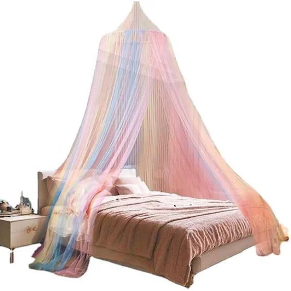 Regnbåge - Myggnät för barnrum - Myggavvisande - Andningsbar polyester - Sängtält - Sagotält - Flickrum - Babyrum - 60x250x1250 cm