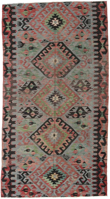 Kilim Turkish Rug Hand Woven 163X300 Brown/Red