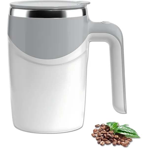 Genopladelig Selvrørende Krus, Selvrørende Kaffekrus Automatisk Magnetisk Rørende Kaffekrus Selvblendende Kaffekrus Roterende Hvid