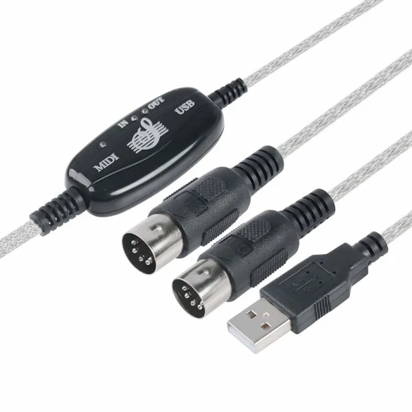 USB til MIDI Kabel Konverter 2-i-1 PC til Synthesizer Musikkstudio Keyboard Grensesnitt Kabel Plugg Kontroller Adapter Kabel 16 Kanaler