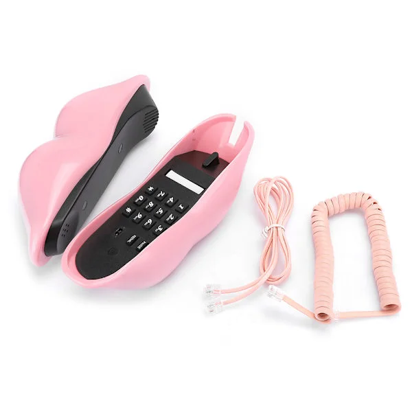 Europeisk stil hjemmetelefon, moteriktige rosa lepper, fasttelefon for skrivebord, rosa