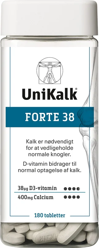Spar 20% • Køb 2, Unikalk Unikalk Forte 38 180 tabl., Helse & Madvarer, Vitaminer, D-vitamin