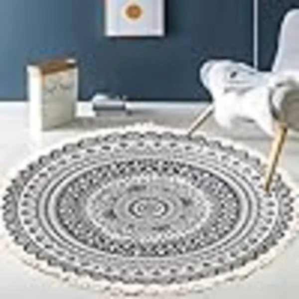 120 cm, Floral Pattern Floor Mat, Machine Washable Modern Rugs