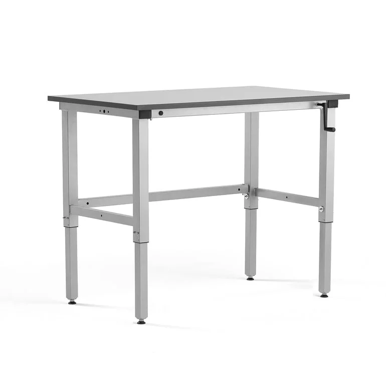Hæve sænke arbejdsbord MOTION, manuel, 150 kg, 1200x600 mm, grå